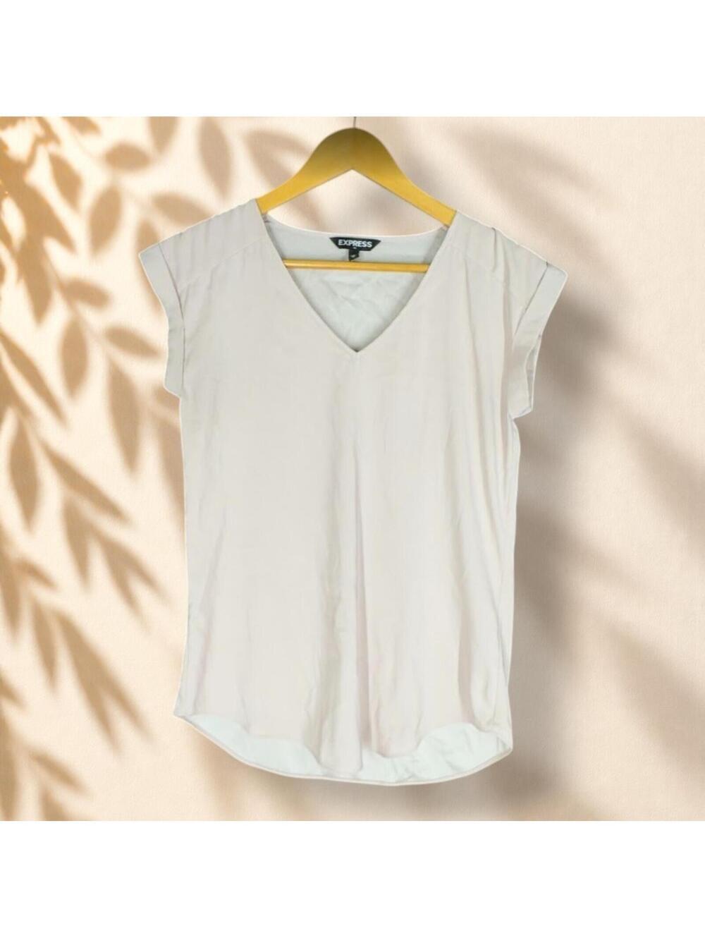 Express Blouse Women XS Pink V-Neck Short Sleeve Pullover Casual Solid